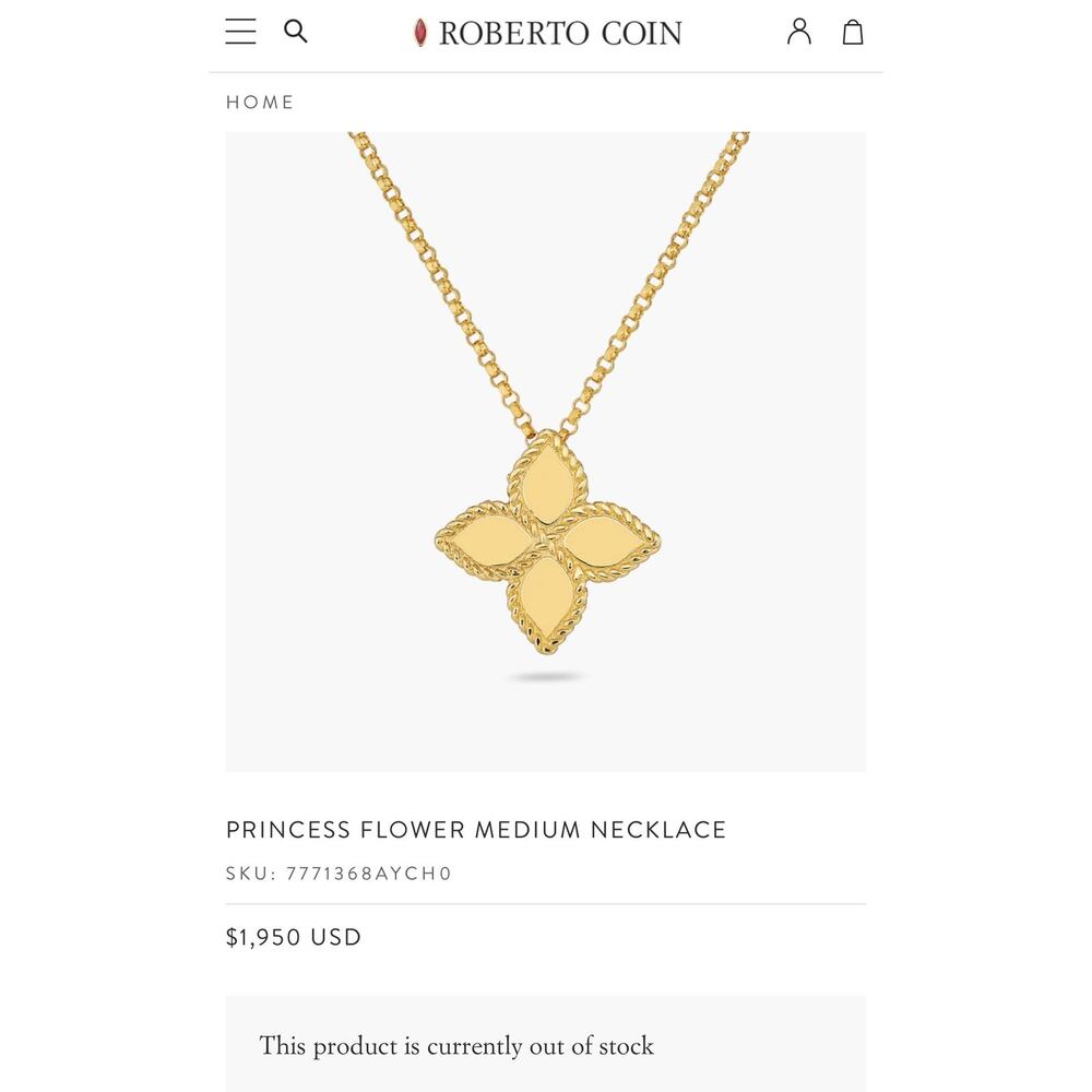 Roberto Coin 18K Yellow Gold Princess Flower Necklace Medium